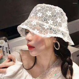 Wide Brim Hats Lace Hat For Women Soft Flower Sun Floppy Hollow Summer Fisherman Ladies Bucket WholesaleWide