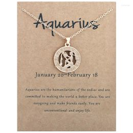 Pendant Necklaces Twelve Constellations 3D Necklace Ins Spot Card Clavicle Chain Friendship Birthday Gift