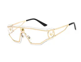 New Big Brand Metal Large Rim Sunglasses European Personalized One-Piece Sunglasses Fashion Men and Women Glasses