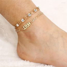 Anklets 2 Pcs/Set Women Fashion Gold Colour 1998 Birth Year Anklet Leg Bracelet Jewellery Friend Gifts