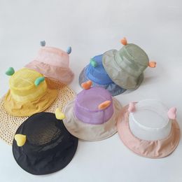 Hats Lovely Heart Summer Kids Boys Girls Sun Mesh Breathable Baby Fisherman Solid Colour Beach Caps Bucket Hat