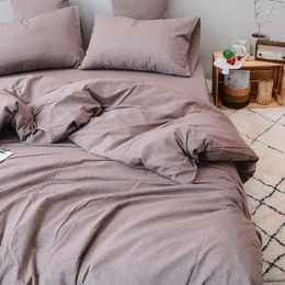 Bedding Sets Wash Cotton Cameo Coffee Color 3pcs Duvet Cover Sets(1pcs 2pcs Pillowcase)/