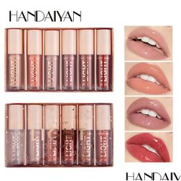 Lip Gloss 6Colors/Sets Fashion Liquid Lipstick Lipgloss Set Natural Moisturiser Waterproof Veet Lips Glosses Gift Box Drop Delivery Dh90Z