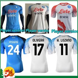 Jugador Versión 22 23 Jerseys de fútbol de Napoli Maglietta Osimhen Insigne 2022 2023 Nápoles Politano di Lorenzo Maglia Mertens Verdi Milik Football Shirts