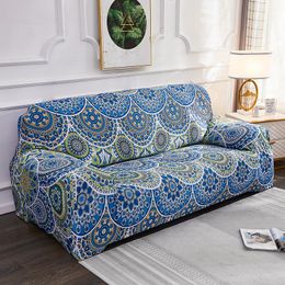 Chair Covers Blue Bohemian Mandala Sofa For Living Room Stretch All-inclusive Non-slip Bed Armchairs Cover Slipcover Couch
