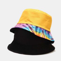Wide Brim Hats Colourful Stitching Bucket Hats For Women And Men Summer Foldable Unisex Panama Cap Sandbeach Sun Hat Fishing Hat Hip Hop Bob Cap R230308