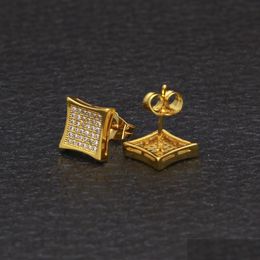 Stud New Mens Designer Jewellery Earrings Hip Hop Fashion Gold Simated Diamond Square For Men Drop Delivery Dhgarden Dhovn