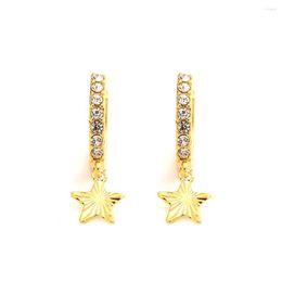 Hoop Earrings Gold Zircon With Star Sling For Girls Children And Women Wedding Bride Parties Daily PNG Jewellery Christmas Gifts