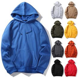 Men's Hoodies 2023 9 Colours Plain Colour Unisex Fashion Autumn Winter Fleece Casual Thick Hooded Sweatshirts Men Women