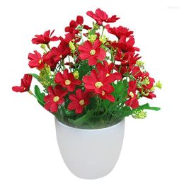 Decorative Flowers Artificial Bright Colour Lifelike Chrysanthemum Fake Plants Potted Home Decorations