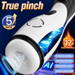 Masturbators Automatic Blowjob Sucking For Men Real Vagina Vibrator Male Masturbation Cup Pussy Pocket Heated Sex Toys Adult 18 230307