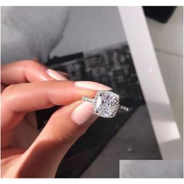 Rings Promise Ring 925 Sterling Sier Cushion Cut 3Ct Diamond Engagement For Womens Fashion Jewelry Drop Delivery Dhgarden Dhnjv