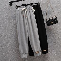 Women's Pants & Capris Patches Stretch Casual Women Elastic Waist Harem Sweatpants Female Grey Solid Colour Ankle Length Pantalones Mujer Aut