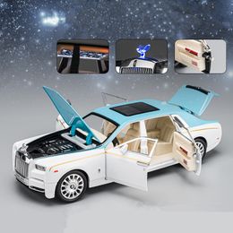 Diecast Model 1/24 Rolls Royce Phantom Alloy Luxy Car Model Diecast Metal Toy Vehicles Car Model With Star Top Sound and Light Childrens Gifts 230308