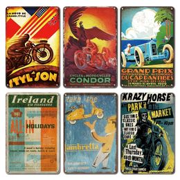 Retro Garage Old Fashion Car Metal Poster Tin Sign Vintage Iron Motorcycle Wall Plate Decorative Home Decor 30X20cm W03
