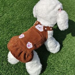 Dog apparel suspender skirt summer pet corduroy dress cat dog universal fashion suspender clothes cute pattern bunny bear