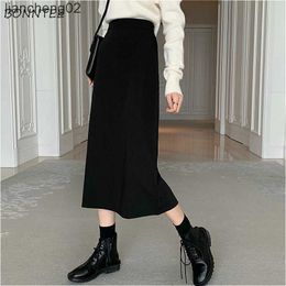 Skirts Skirts Women Black Stretch Empire Teenagers Midi All-match Casual Daily Ulzzang Feminino Popular Lady Spring Solid Simple Basic W0308