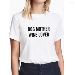 Women's T Shirts Dog Mother Wine Lover Printed Short Sleeve Tshirt Women Top Summer Cotton T-shirt Loose Tee Shirt Femme