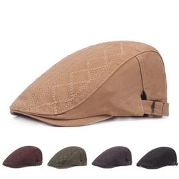 Berets Adjustable Beret Caps Outdoor Sun Peaky Blinders Men's Hats Gatsby Herringbone Solid Autumn Flat Cap 2023