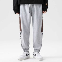 Men's Pants Men's 100Cotton Color Block Drawstring Sport Casual Trousers Outdoor Basic Loose Jogging Pants Spring Autumn Harajuku Knit Pant Z0306