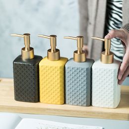Liquid Soap Dispenser 350ml Ceramic s Solid Color For Bathroom Accessories Lotion Storage Bottle 230308