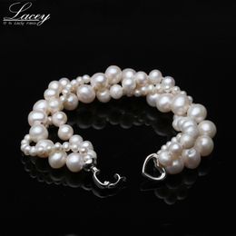 Bracelets Charmet Real Cultured Big Pearl For Women Party Gifts Handmade Strands Natural Freshwater Pearls Agate Bangles 230307