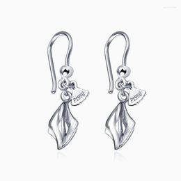 Dangle Earrings PT950 Real Pure Platinum 950 Women Gift Unique Design Geometric Triangle 2.9g