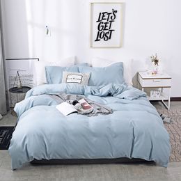 Bedding sets Solid Color Sanding Polyester Bedding Set 2/3PCS Duvet Cover Set Comfortable Bed Linens No Fitted Sheet Home Textile 230308