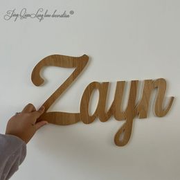 Decorative Objects Figurines Personalised Wooden Name Signs Custom Children Wall Decor Colour Letters s 230307