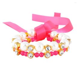 Dog Collars Pet Necklace Bow-knot Ribbon Grooming Glitter Faux Pearls Collar Jeweled Puppy Cat Accessories For Spring Festival