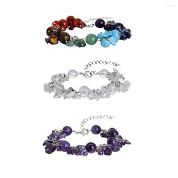 Strand SUNYIK Handmade 7 Chakra Chips Beads Bracelet Healing Crystal Reiki Yoga Jewellery 9.4"