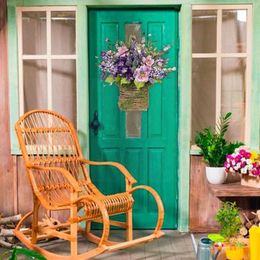 Decorative Flowers & Wreaths Lavender Vase Woven Sundries Storage Baskets Hanging Flowerpot With Rattan Home Basket Potted Babysbreath Handl