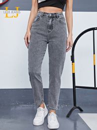 Women's Jeans Curvy Woman's Grey Jeans Large Size Jeans for Loose Casual Trouser Winter Women Pant Straight Lady Jeans Full Length Denim Jean 230308