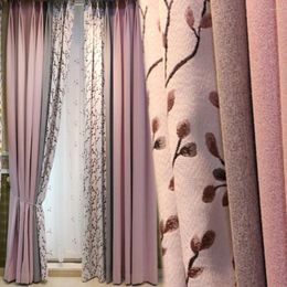 Curtain Curtains For Living High-end Korean High-precision Cashmere Stitching Pastoral Small Fresh Girl Pink Dining Room Bedroom