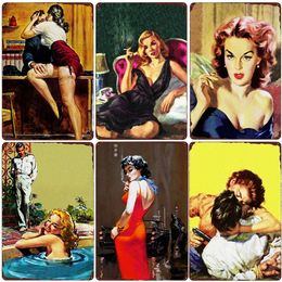 Sexy Lady Smoking Vintage Metal Poster Cigarette Tin Sign Club Room Bar Cafe Wall Decor Man Cave Advertising Plate Plaque 30X20cm W03