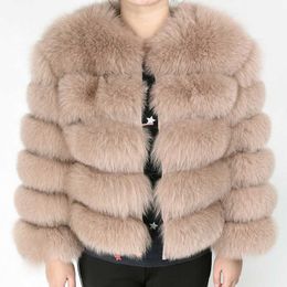 Damenfell Faux Luxus echtes Mantel Kurzfrau Winterjacke Parkas mit Taschen Fashion High Street Abnahmliche Frauen Frauen -Frau's -schwänze