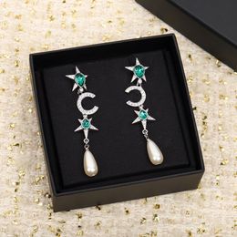 2023 Luxury quality Charm drop earring with diamond and green Colours design in silver plated have box stamp PS3065