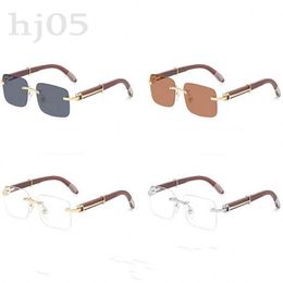 Buffalo horn glasses mens womens designer sunglasses polarized rectangle sonnenbrille metal side frame ladies unique summer rimless sun glasses PJ007 Q2