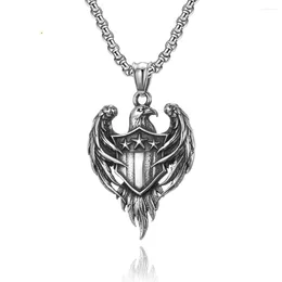 Pendant Necklaces Vintage Eagle Army Card Men's Necklace Stainless Steel Chain Retro Male Punk Cool Jewellery