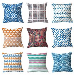 Geometric Pillow Case Pillow Cover Blue Print Throw Pillows Case Simple Room Home Decorative Pillowcase Sofa Couch Cushion Cover Bedding Supplies 40 Colors BC312-2