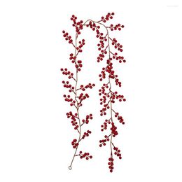 Decorative Flowers Artificial Red Berry Garland Christmas Gift Fortune Fruit Fake Plant Ins Holiday Celebration Plastic Festival 1pcs Faux