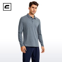 Men's Polos CRZ YOGA Men's Long Sleeve Golf Polo Shirts Quick Dry Athletic T-shirts Moisture Wicking Gym Workout Tees 230308