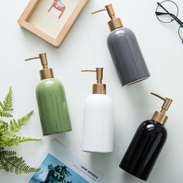 Liquid Soap Dispenser 420ml Simple Ceramics Pump Bottle Bathroom Home Decoration Accessories 230308