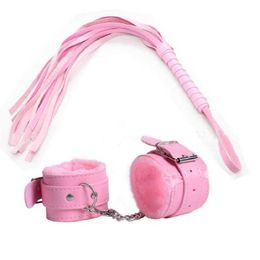NXY Adult Toys PU 2Pcs/set Leather Erotic Handcuffs Ankle Cuff Restraints With Whip BDSM Bondage Slave Sex For Couple Game Flogger 1201