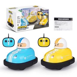 ST5 Cute Cartoon Remote Control Bumper Car, Can Pop Up Dolls, 360° Rotate, Parent-child interactive Toy, Birthday Christmas Kid Gifts,2-1
