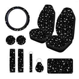 Car Seat Covers 10 Pieces Cover Universal Accessories Black Keychain Wrist Holder Fits For Most SUV Decoration Truck Women