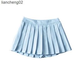 Skirts Summer Mini Skirts For Women Harajuku High Waist Skirts Womens Korean Fashion Sexy Skirts Vintage Pleated Skirt Tennis Pink Blue W0308