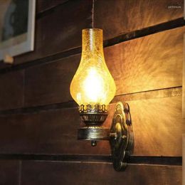 Wall Lamps Nordic Vintage Kerosene Creative Sconces Glass Lampshade Iron Light For Restaurant Aisle Bedroom Bedside