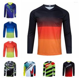 Racing Jackets 2023 Cycling Jersey Men Mountain Bike Motocross Long Sleeve T-Shirt Downhill Top Sports Orange Black