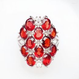 Cluster Rings Per Jewellery Natural Real Red Garnet Luxury Ring 925 Sterling Silver 0.5CT 12pcs Gemstone X91291